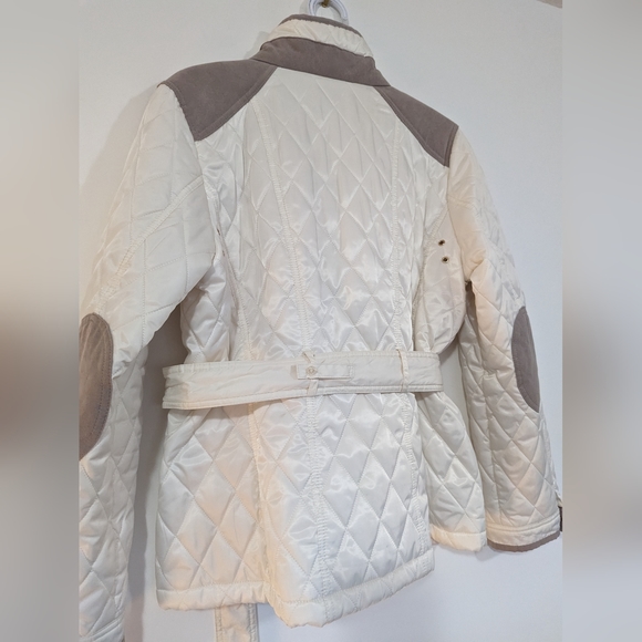 Vince Camuto White & Suede Puffer Jacket s: L - Picture 11 of 13